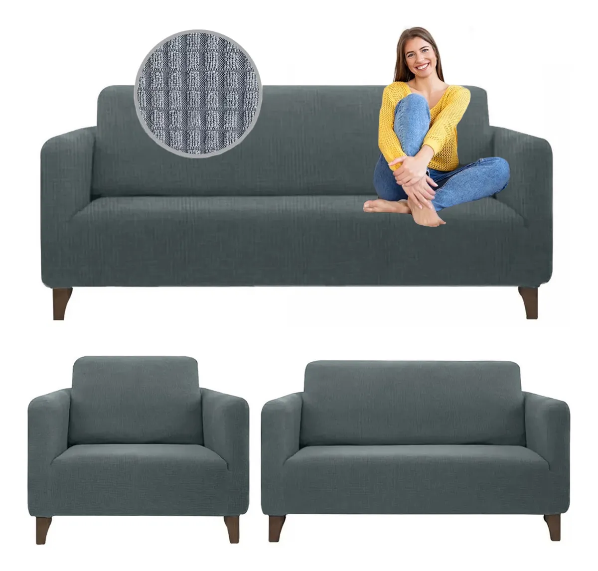 Funda Cubre Sillones Sala Sofá Protector Ajustable 3pz