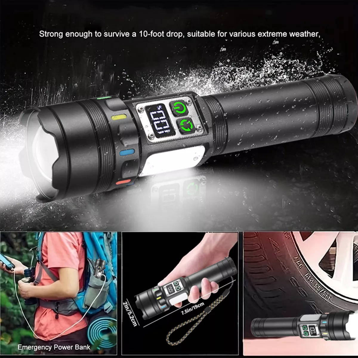 Lámpara Táctica 120000 Lúmenes Led Linterna Táctica Camping