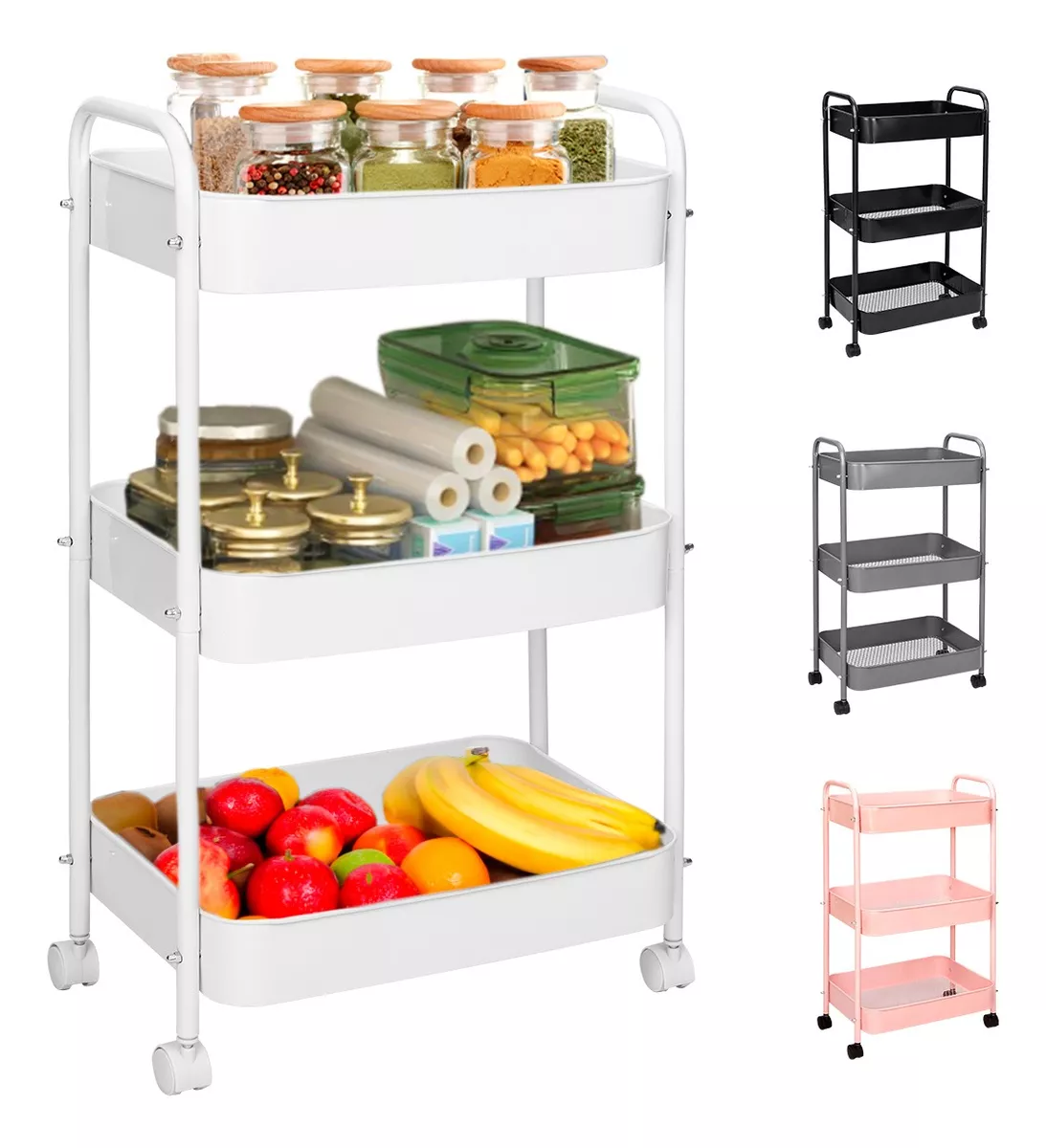 Carrito Organizador De Metal Transportador Met&aacute;lico Ruedas