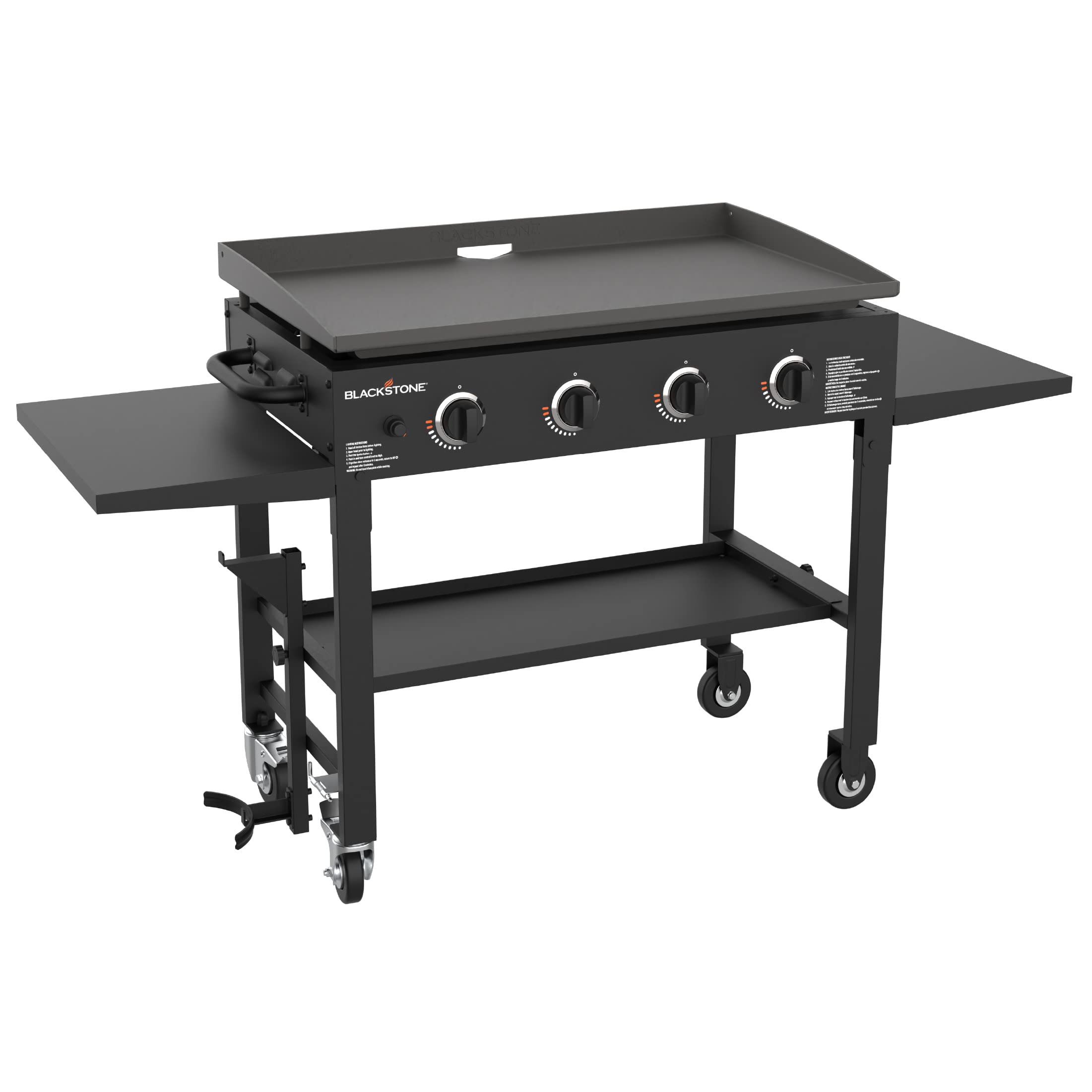 Blackstone Estaci&oacute;n de cocina a gas de 36 pulgadas, 4 quemadores, parrilla de gas con parte superior plana, alimentada por propano, grado restaurante, estaci&oacute;n de parrilla profesional para exteriores de 36 pulgadas con estante lateral (1554)