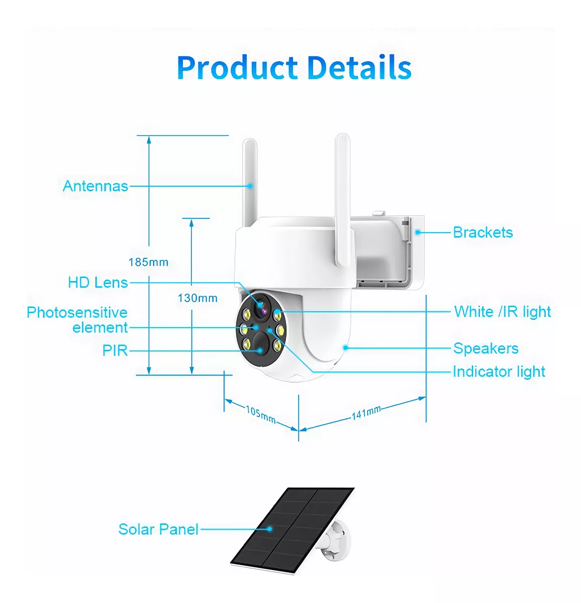 Cámara De Seguridad Solar Baterías Hd Wifi Visión Alarma