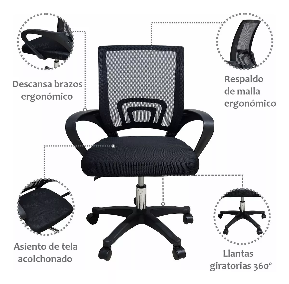 Silla Oficina Ejecutiva Girativo Suave Con Tapizado
