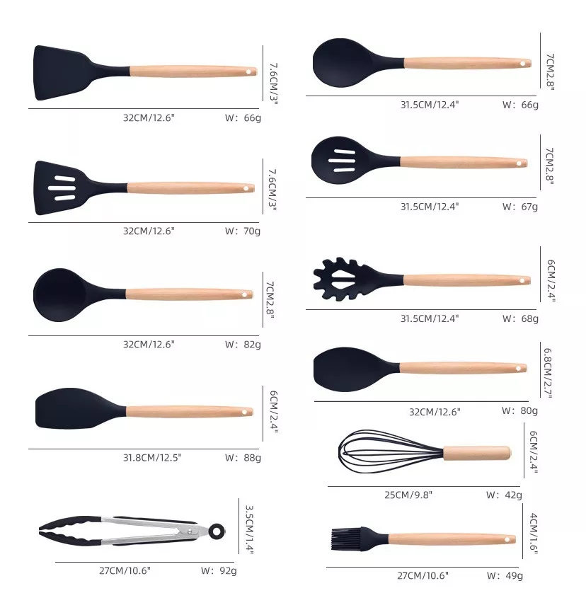 Juego De 19 Utensilios Cocina De Silicona Juego De Cuchillos