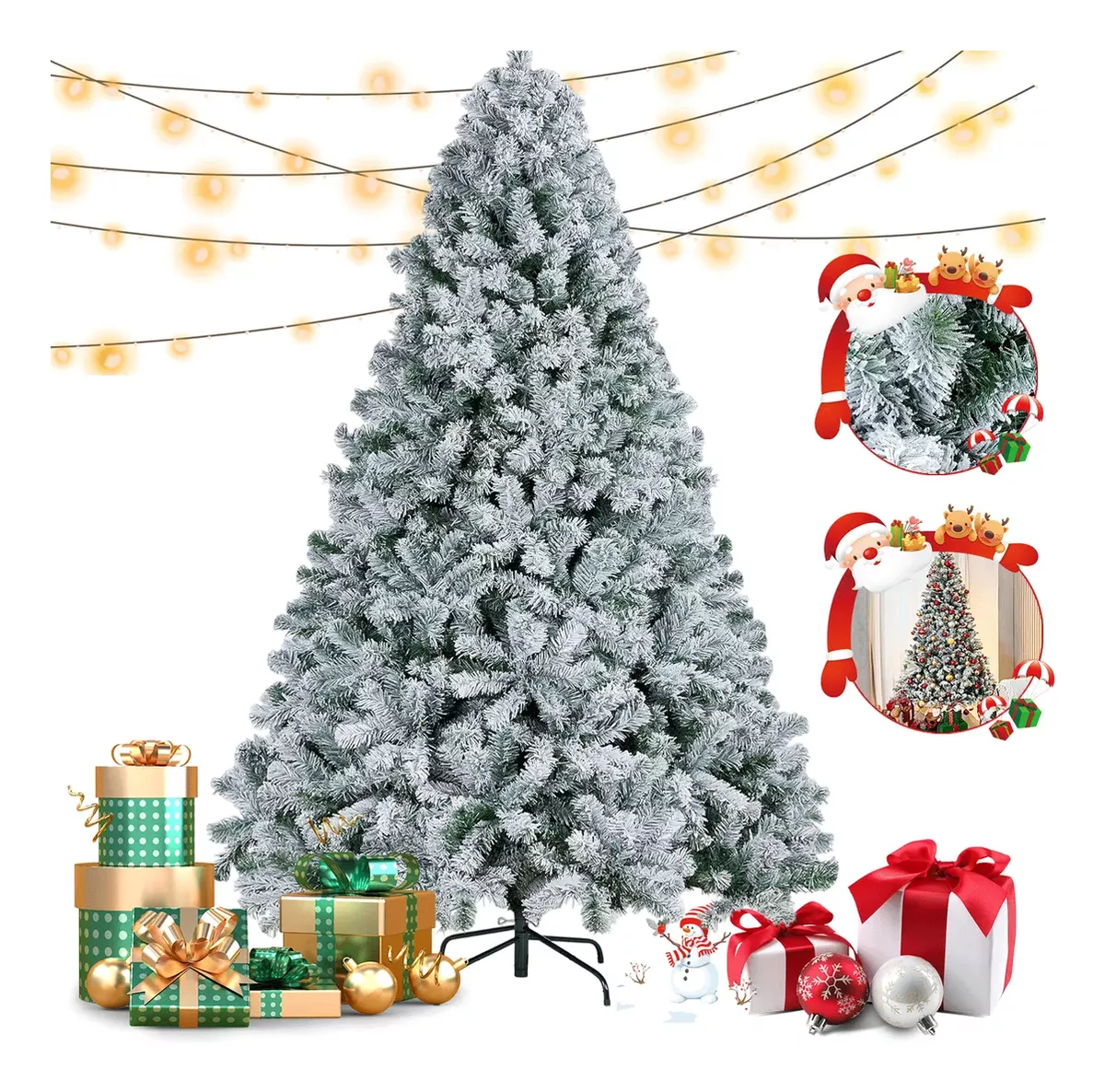 Arbol Navidad Artificial Nevado 2.10m Pino Follaje Blanco