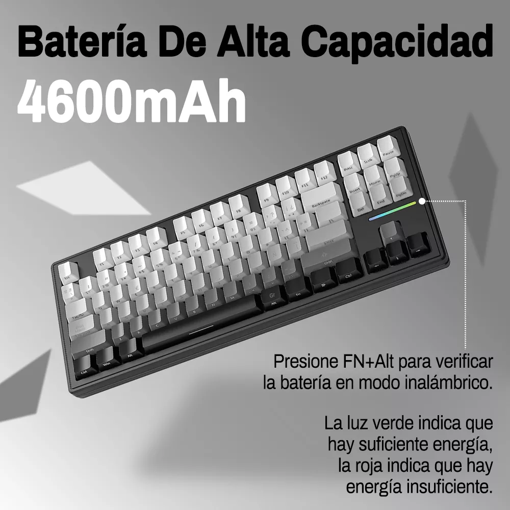 Attack Shark M87 Teclado Mecánico Bluetooth Inalámbrico De Tres Modos Con Cable Rgb Junta Personalizada Teclado Para Juegos Intercambiable En Caliente Negro