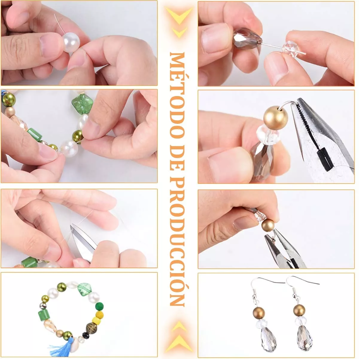 kit Para Hacer Pulsera De Collar Bricolaje Cuentas 7500+ Pcs