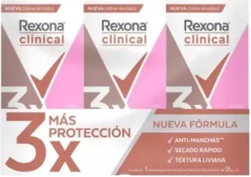 Antitranspirante en crema Rexona Clinical Crema paquete de 3 u