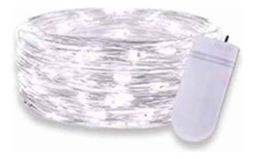 12pcs Cadena De Luces Hadas Con Pilas Dahan 20led*12pcs 2m de largo 5V-blanco frío con cable plateado