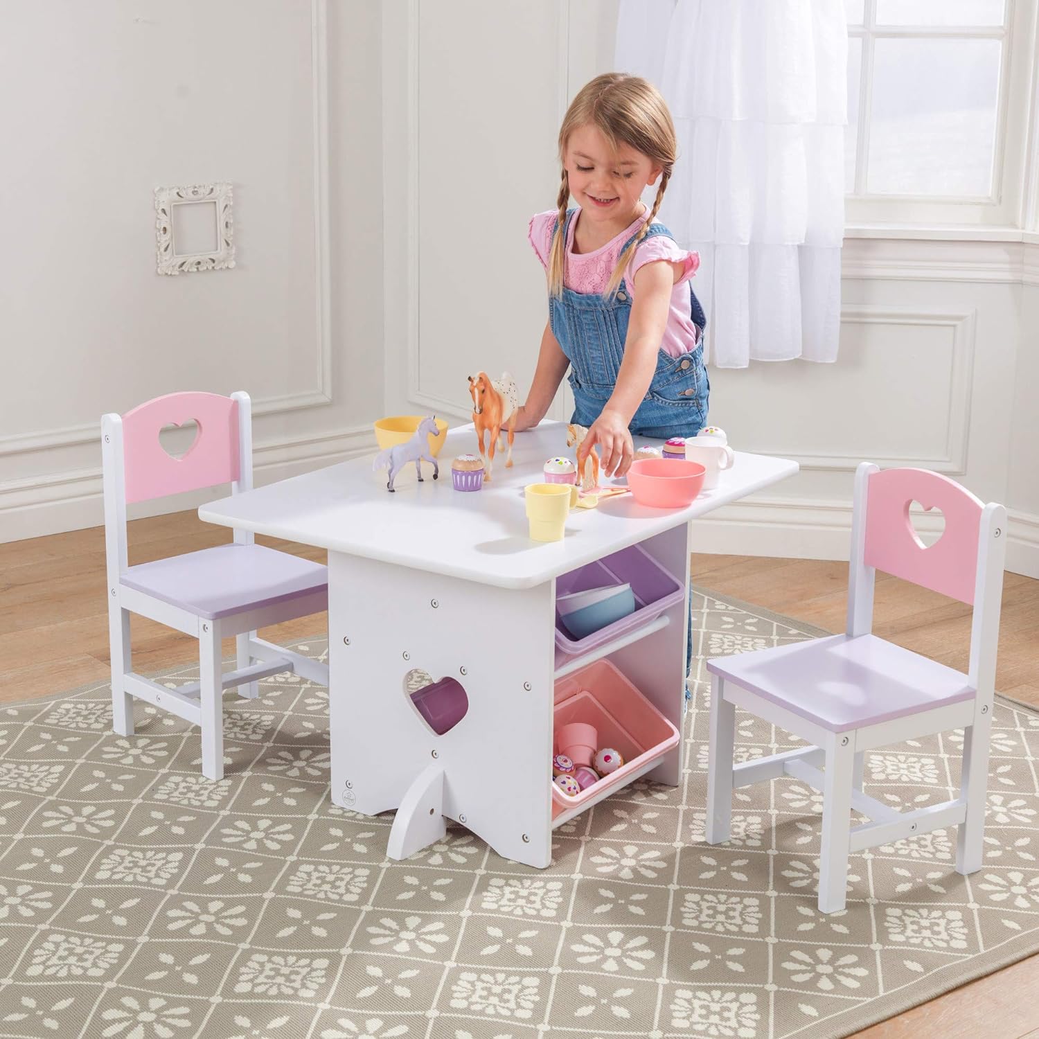 KidKraft coraz&oacute;n Juego de Mesa y Silla, 1, Morado/Blanco