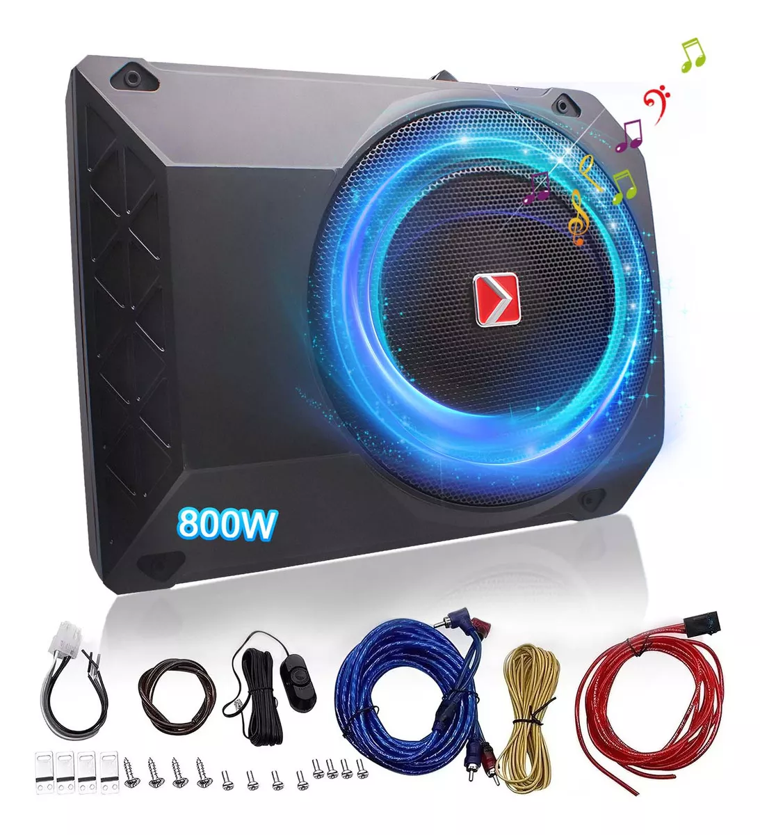 Bocina Subwoofer Amplificada 10 Pulgadas 800w Negra Para Auto/camioneta Bajos De Carro