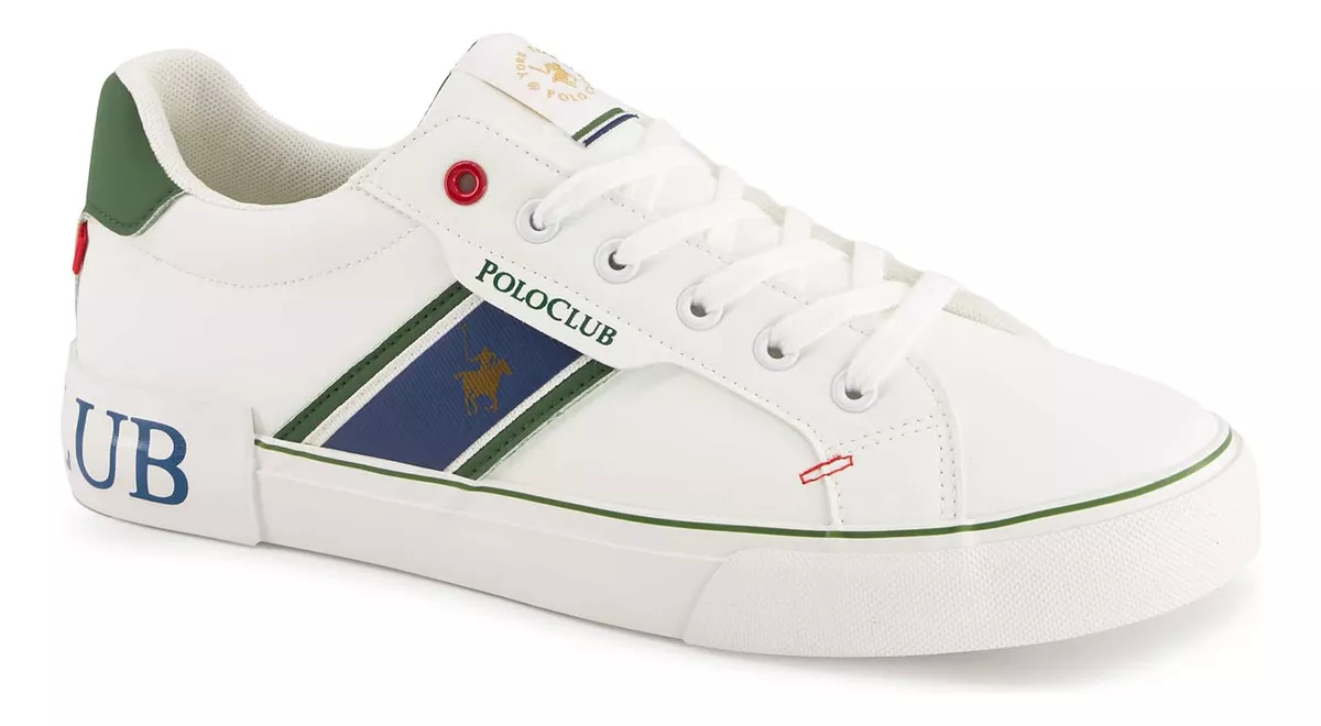 Tenis Casual Polo Club Para Hombre C&oacute;modos Blanco