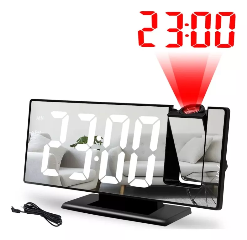 Reloj Despertador Digital Proyecci&oacute;n Con Radio Y Proyector