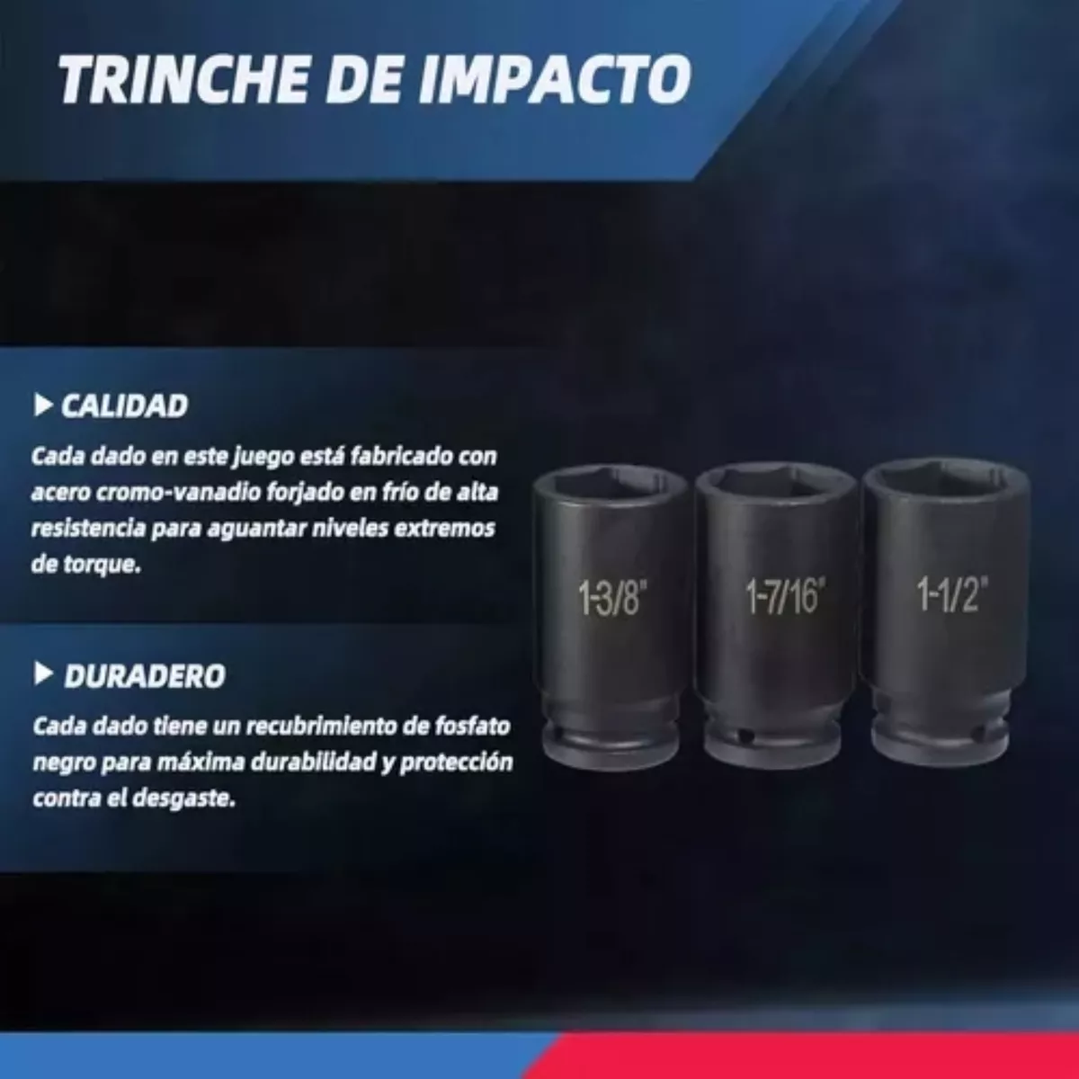 Juego Dados De Impacto Industrial De 3/4 Pulgadas 8pc