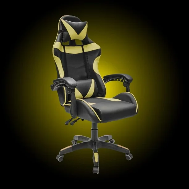 Silla Gamer Ergon&oacute;mica Con Reposa Pie Giratoria con ngulo de Inclinaci&oacute;n M&aacute;xima de 155&deg; con Coj&iacute;n Lumbar y Cervical Soporta hasta 110Kg Lumax color Gris con Negro