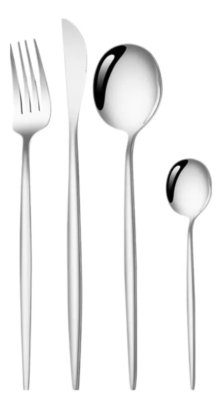 Juego Cubiertos Mate Acero Inoxidable 4 Pcs Acabado Satinado