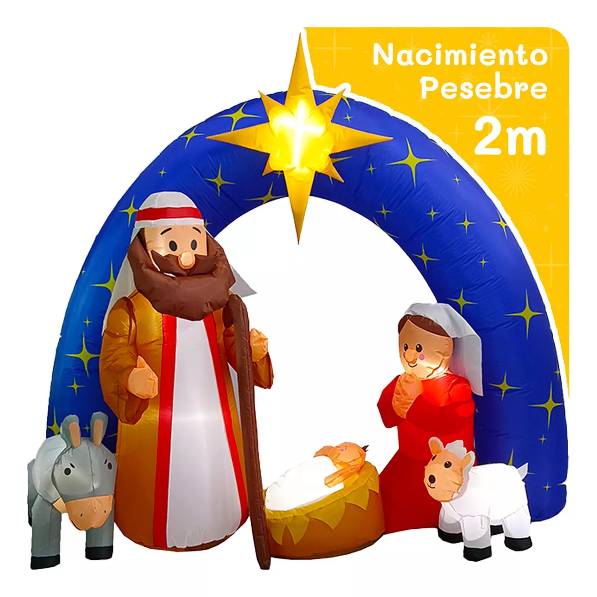 Inflable De Navidad Para Exteriores Pesebre De Bel&eacute;n De 2m De Alto Con Luces Led Decoraci&oacute;n Navide&ntilde;a Artego