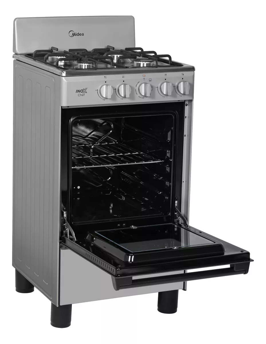 Estufa De Piso Midea Con Copete 20 Inox Chef Silver