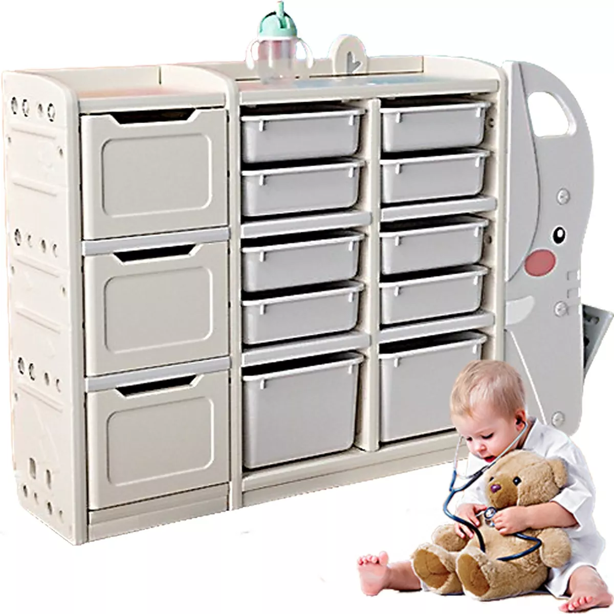 Organizadore De Juguetes Con Caj&oacute;n Cesta Forma De Elefantito