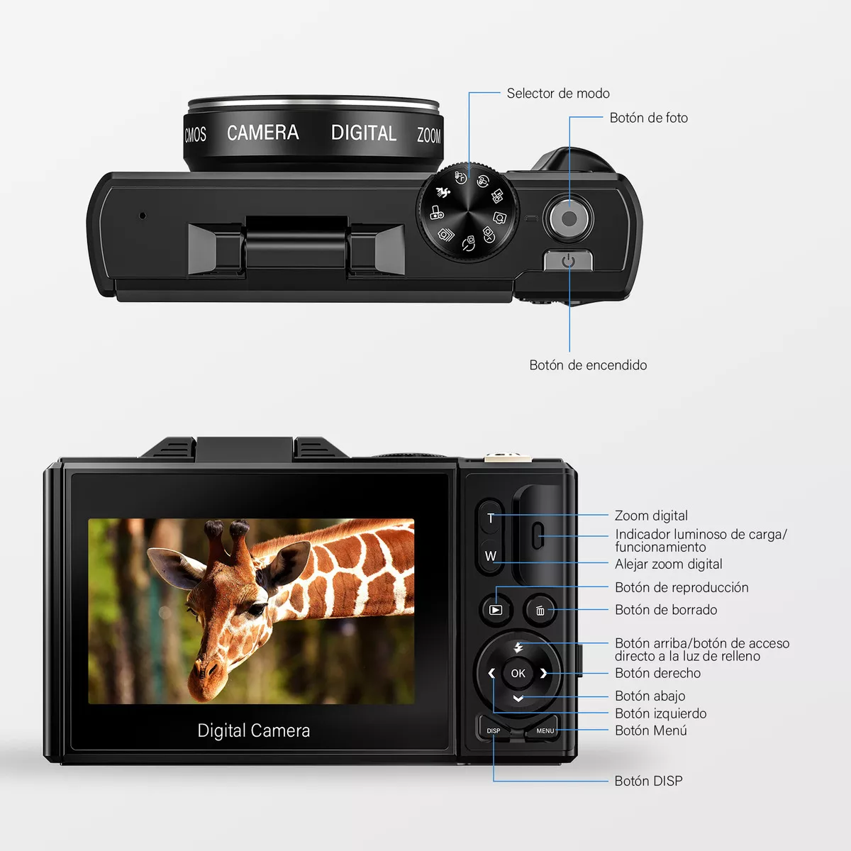Cámara Digital 4k 64mp Cámara Vlog Con Tarjeta Sd, 2 Pilas Cámara Digital 4k 64mp +32gb Webcam Filtros Principiantes