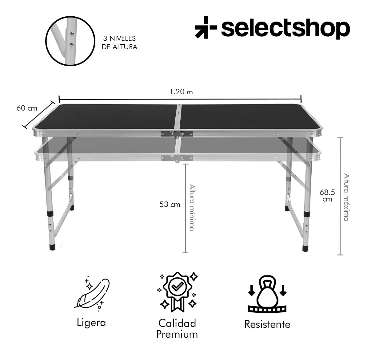 Mesa Plegable Tipo Portafolio 1.20 M Con 4 Sillas Port&aacute;tiles