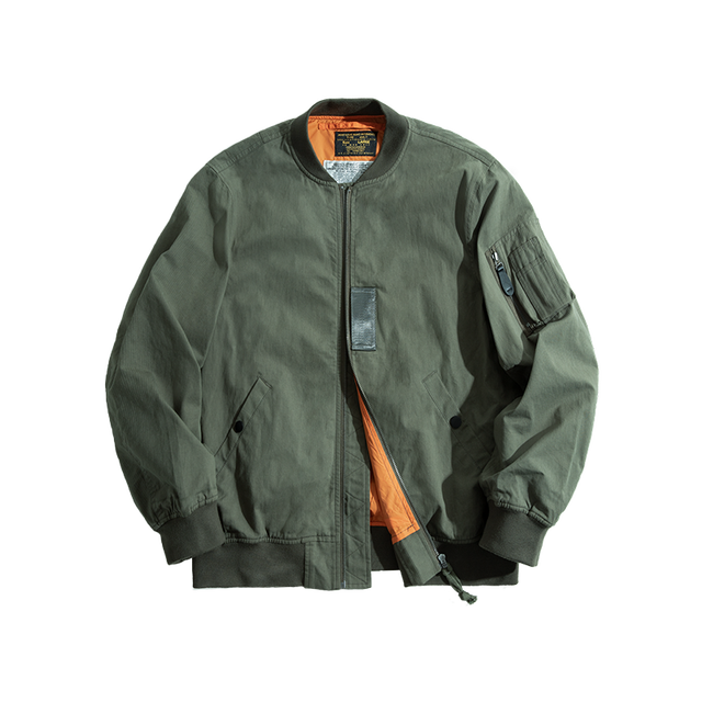 Casual MA-1 Men’s Jackets Green Military Flight Bomber Tank Coat Solid Vintage Coats Monocycle Jacket Collar Men Clothing