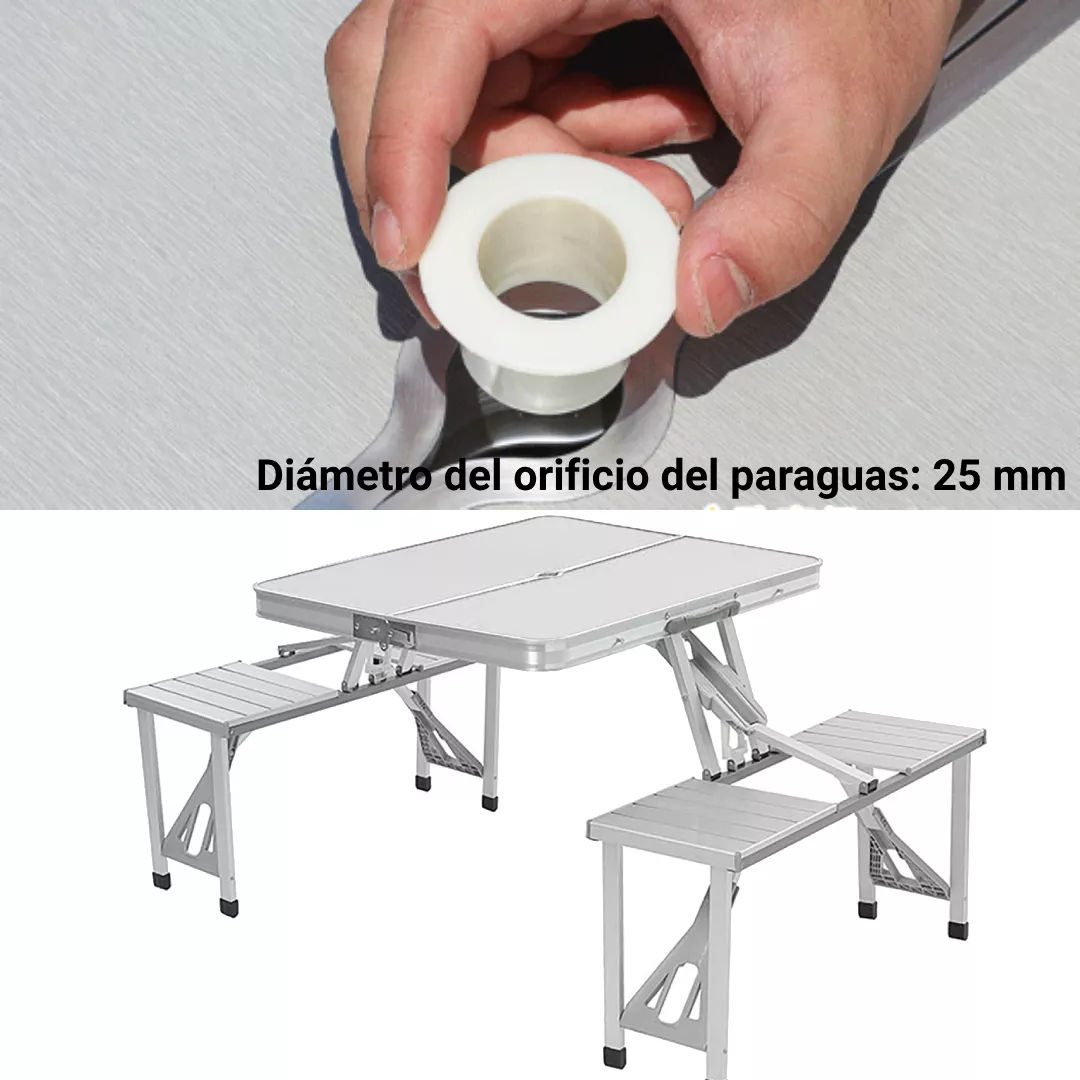 Mesa Banca Plegable Chic Plastico Con Sillas Tablon Cuadrada