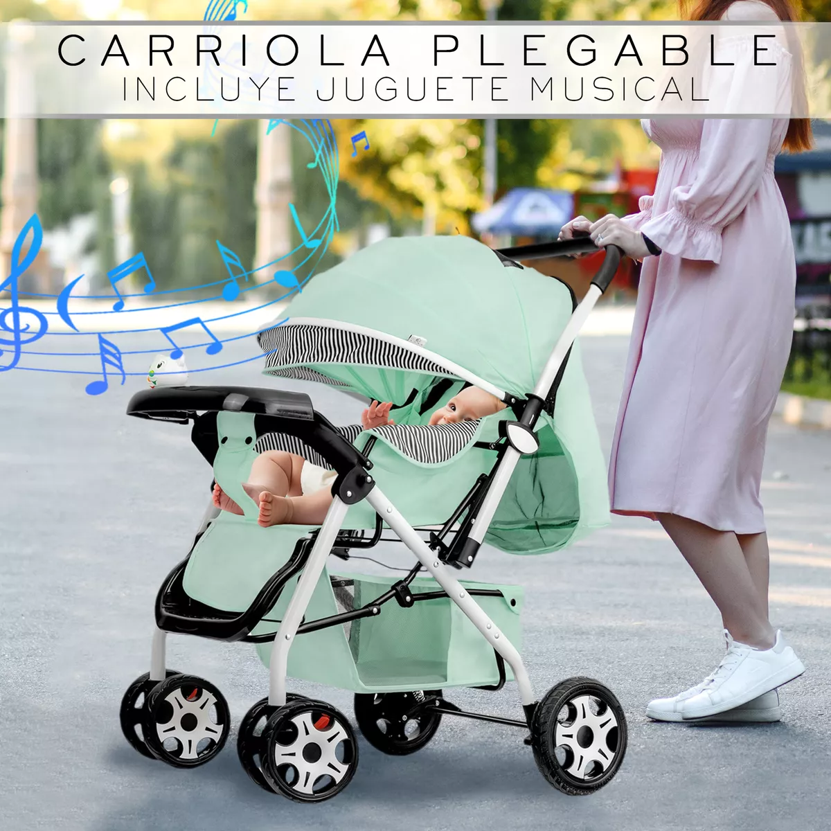 Carriola Plegable Para Bebé Reversible Reclinable Nube