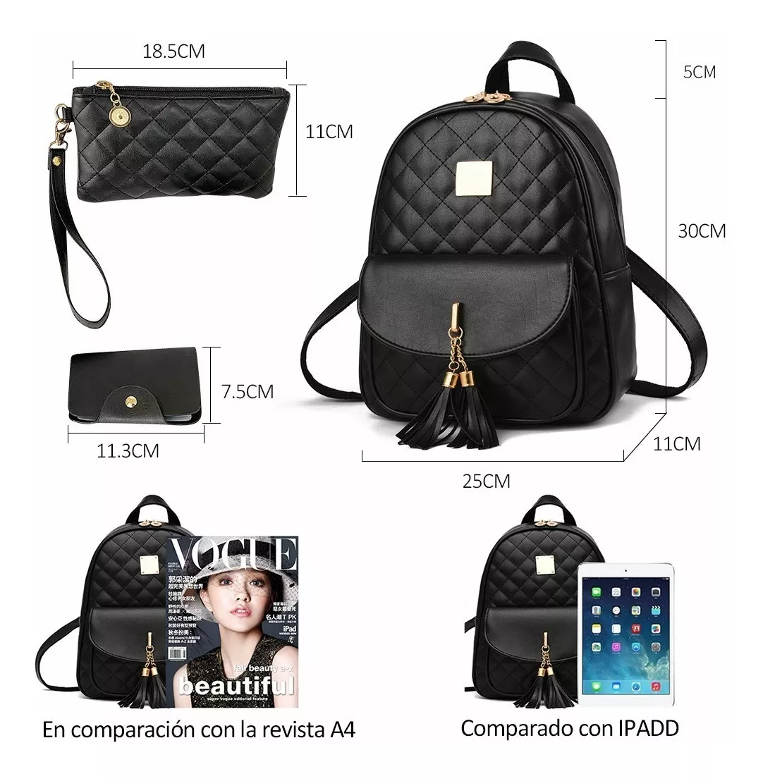 kit Mochila Moda Casual Bolso Impermeable Casual Para Mujer