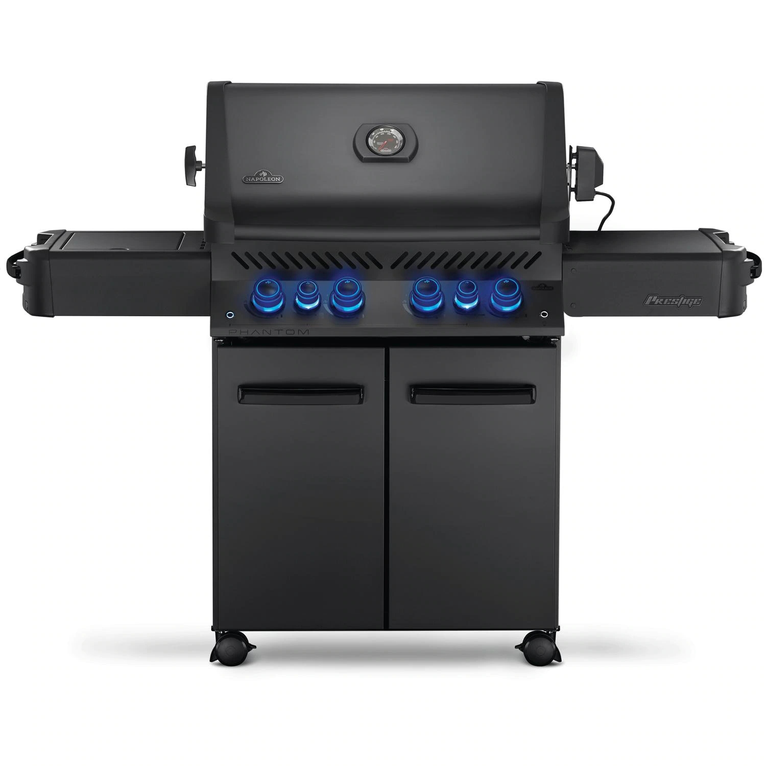 Parrilla de gas propano Napoleon Phantom Prestige 500 con quemador trasero infrarrojo, quemador lateral infrarrojo y kit de asador, negro mate-P500RSIBPMK-3-PHM