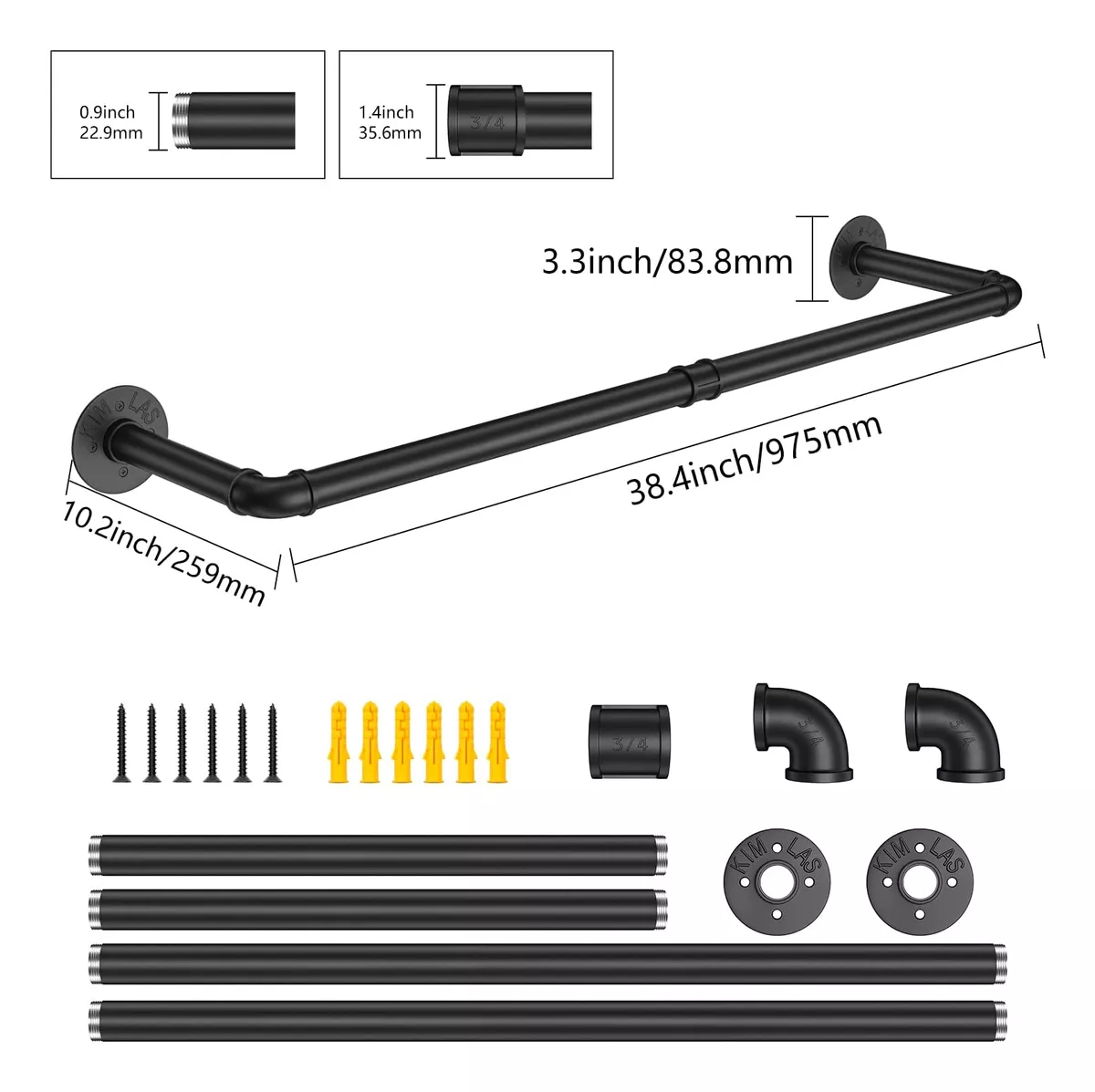 2pack Estante Perchero De Pared Industrial Para Colgar Ropa