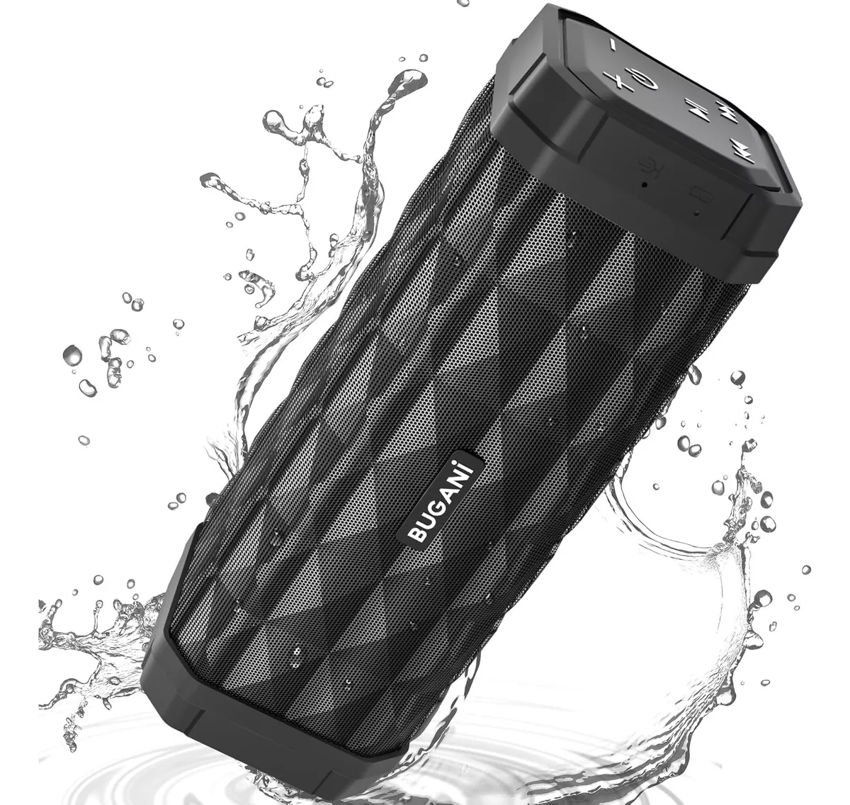 Bugani M99 Bocina Port&aacute;til Bluetooth Impermeable IPX5 Sonido Est&eacute;reo Micr&oacute;fono Incorporado 24H de duracion Negro 20 W
