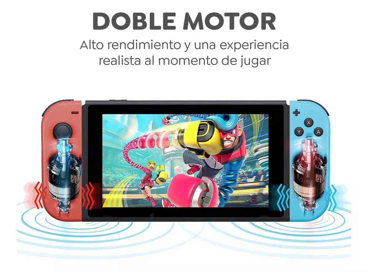 Control joystick inalámbrico Nintendo Switch Joy-Con (L)/(R) LED RGB rojo neón/azul neón