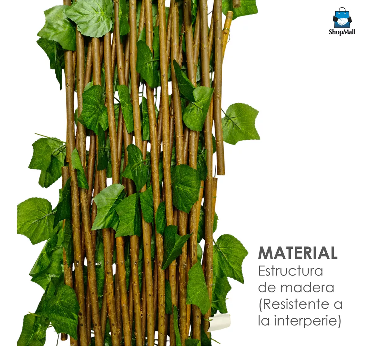 Muro Verde Expandible Follaje Hoja Artificial 1.2 X 3 1 Pz Estructura CAFÉ Planta Verde oscuro