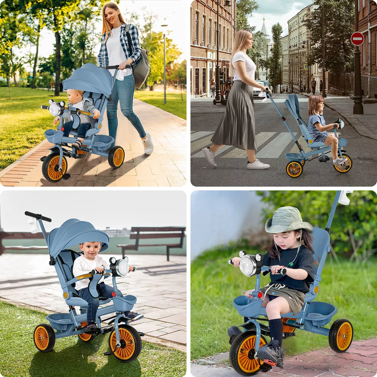 Triciclo Carriola Bicicleta Gira 360° Reclinable Para Niños