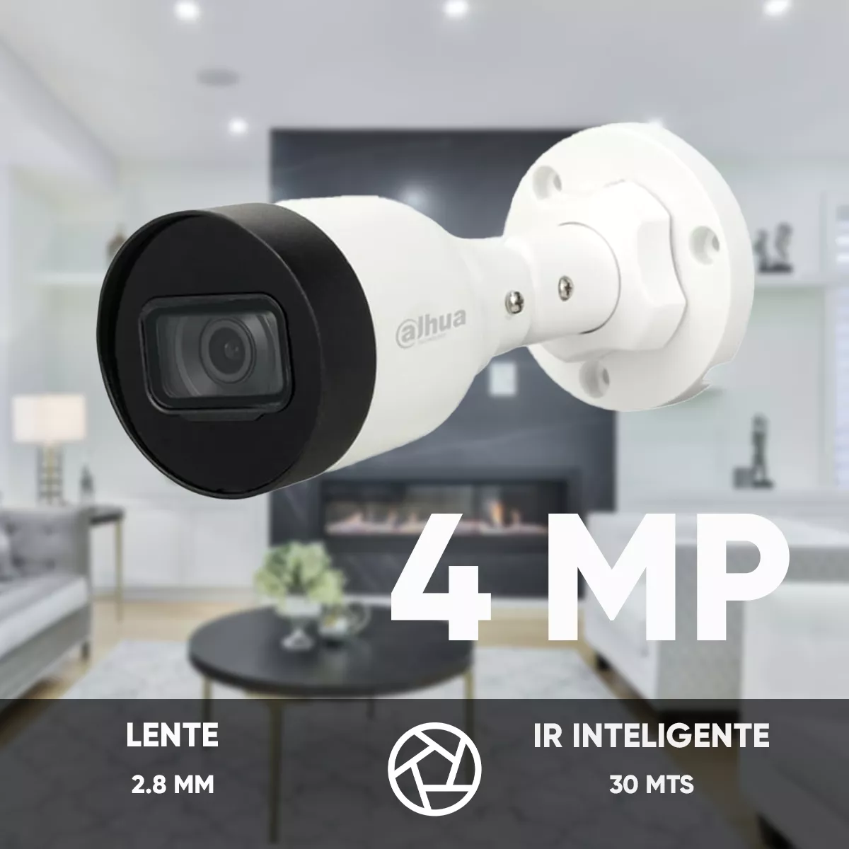 Dahua C&aacute;mara Ip Bullet Ipc-hfw1431s1-a-s4 Resoluci&oacute;n de 4mp Lente fijo 2.8mm &Aacute;ngulo de Visi&oacute;n de 104 Grados IR Inteligente de 30m Micr&oacute;fono Protecci&oacute;n IP67 Ideal para Exterior color Blanco