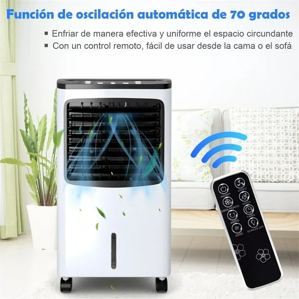 Costway Acondicionador de Aire Evaporativo con Ventilador y Humidificador Negro y Blanco 38 x 28,5 x 74 cm Costway Modern