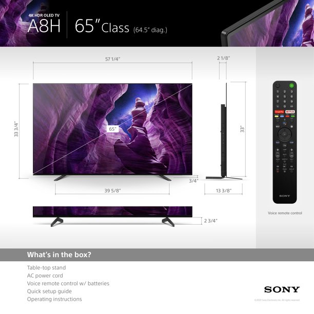SONY 65" Class 4K UHD OLED Android Smart TV HDR Bravia A8H Series