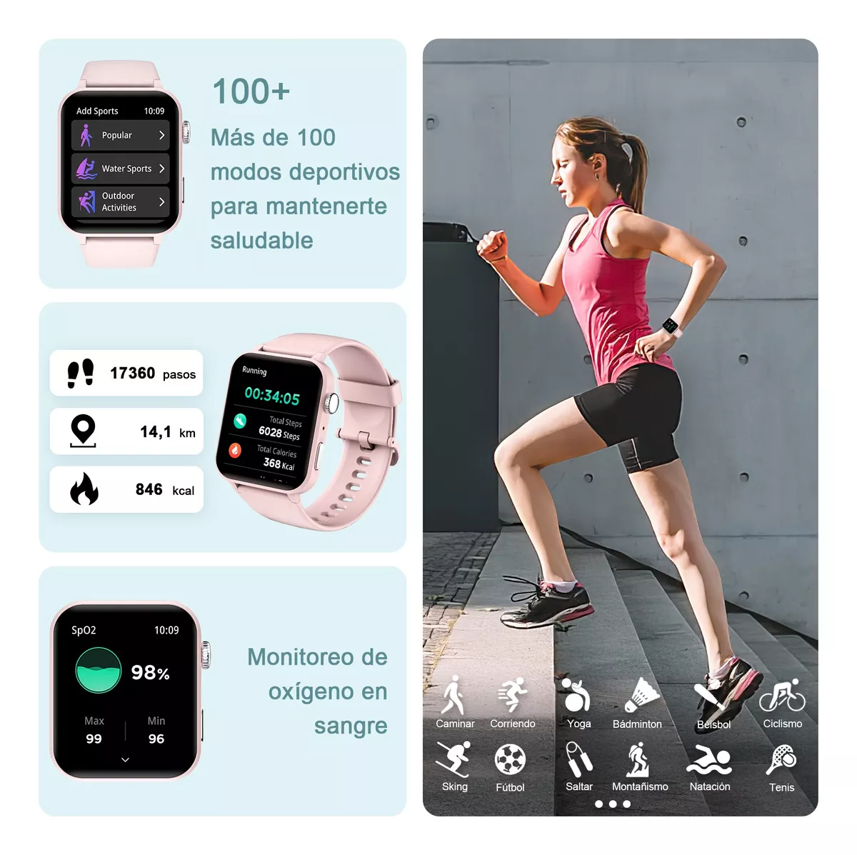 Reloj Inteligente Mujer, Smartwatch, Llamada, Asistente Voz