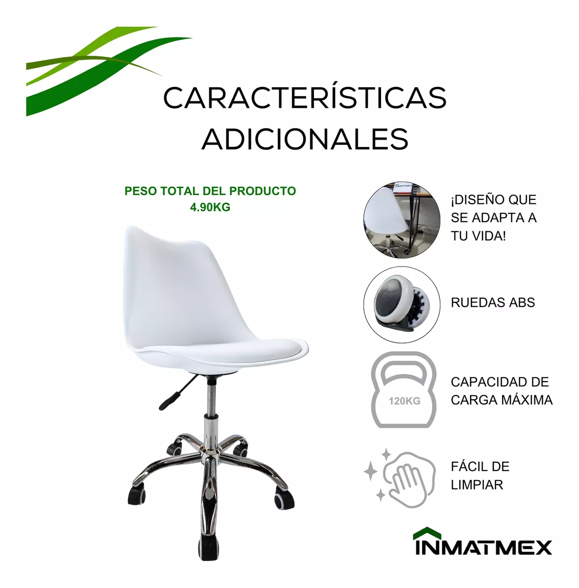 Silla Eames De Oficina Acolchonada Altura Ajustable