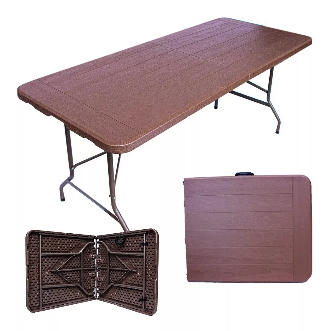 Mesa Portafolio Plegable 180cm Tipo Madera Plastico Jardin