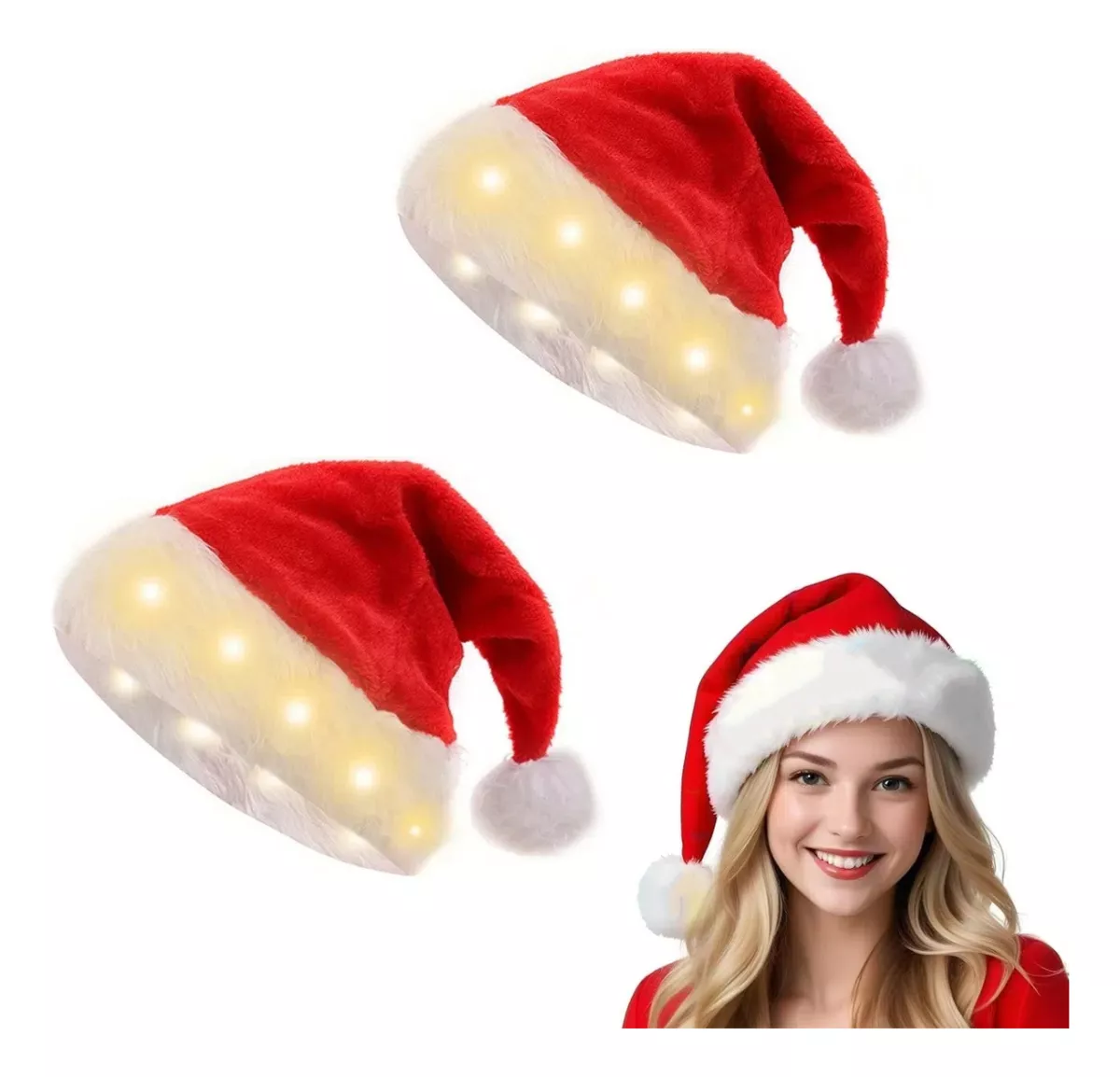 Sombrero Navidad Sombrero Navidad Para Adulto Con Luces 2pcs