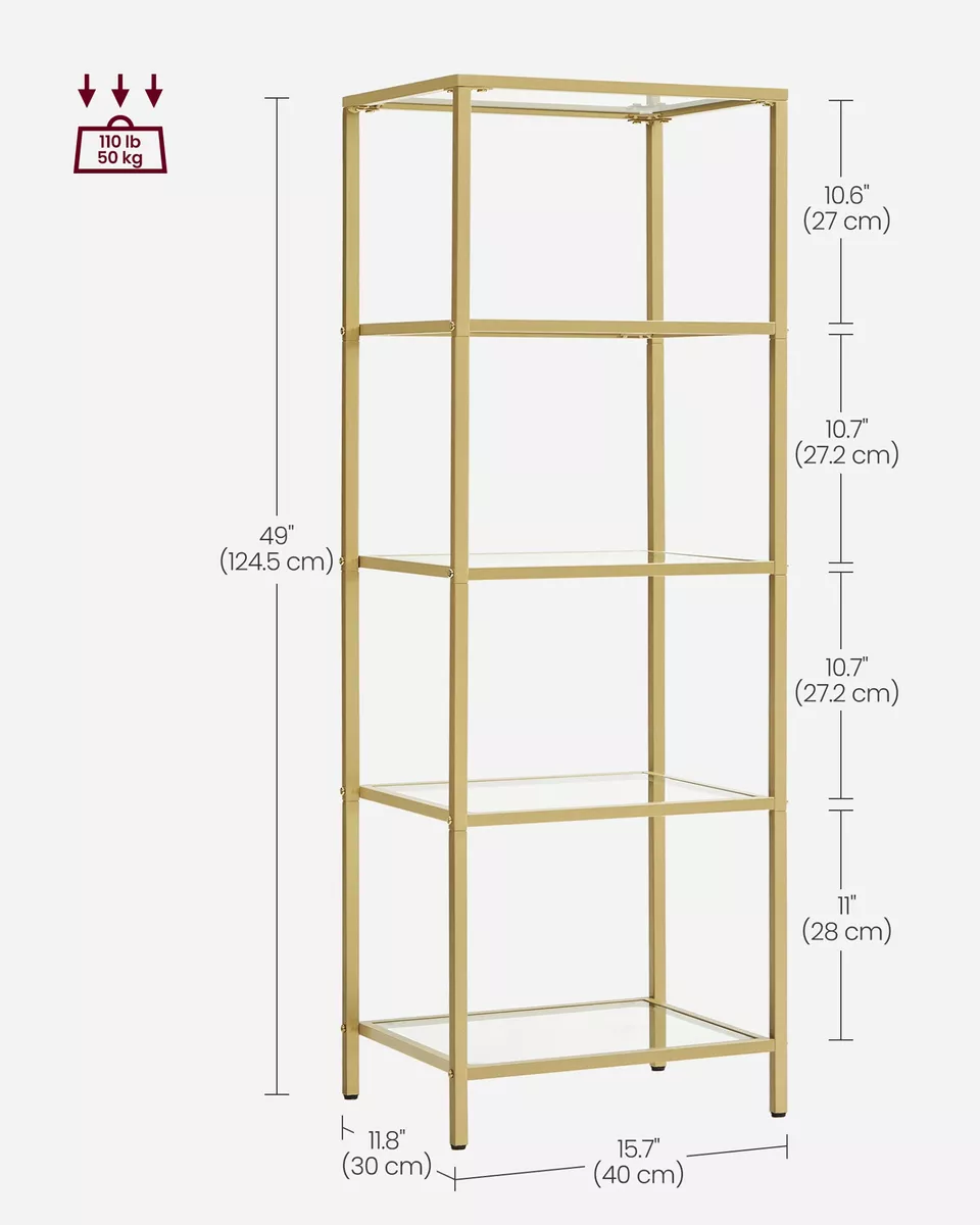 Vasagle Estantería De 5 Niveles Mueble Ca30 X 40 X 124.5 Cm