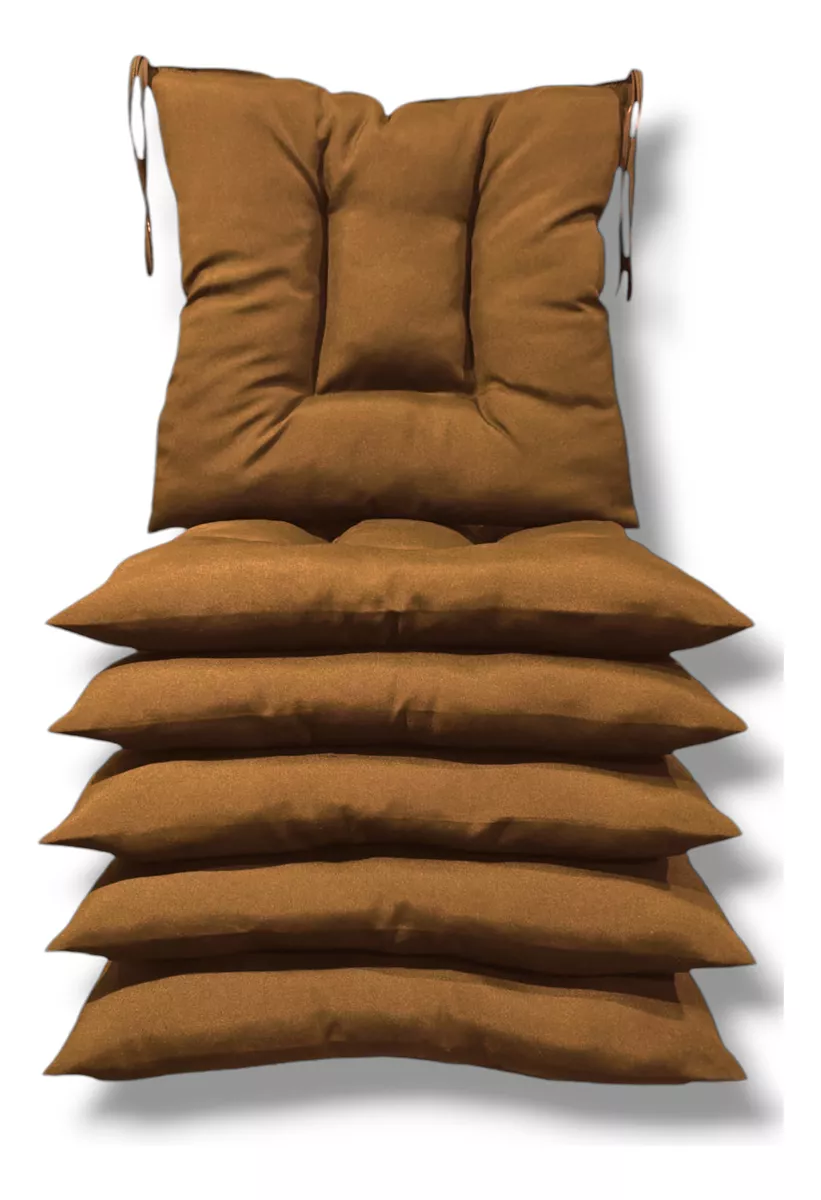 6 Cojines Para Sillas 42x42x7cm Con 4 Cintas De Sujeción