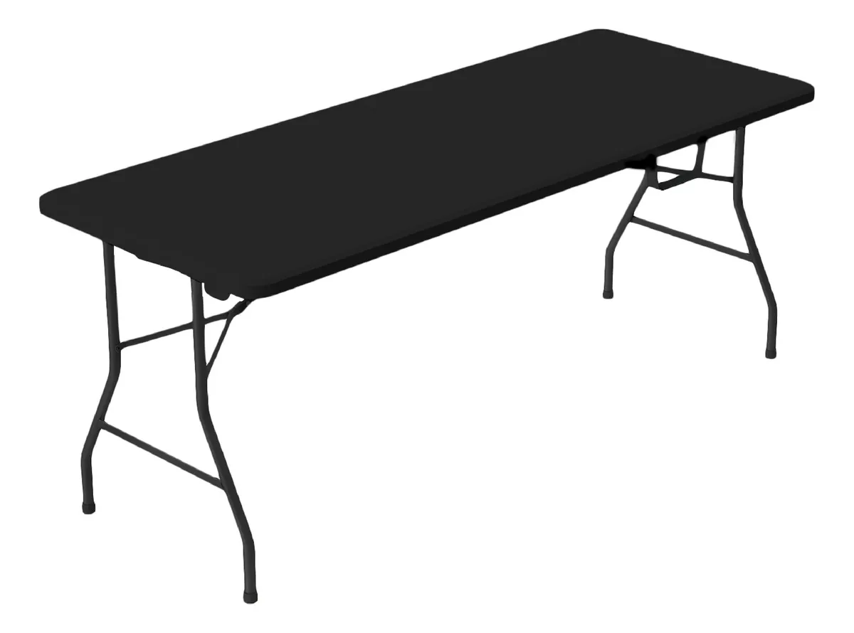 Mesa Cuory Plegable Pl&aacute;stico Tipo Portafolio 1.80m Port&aacute;til Jard&iacute;n color Negro