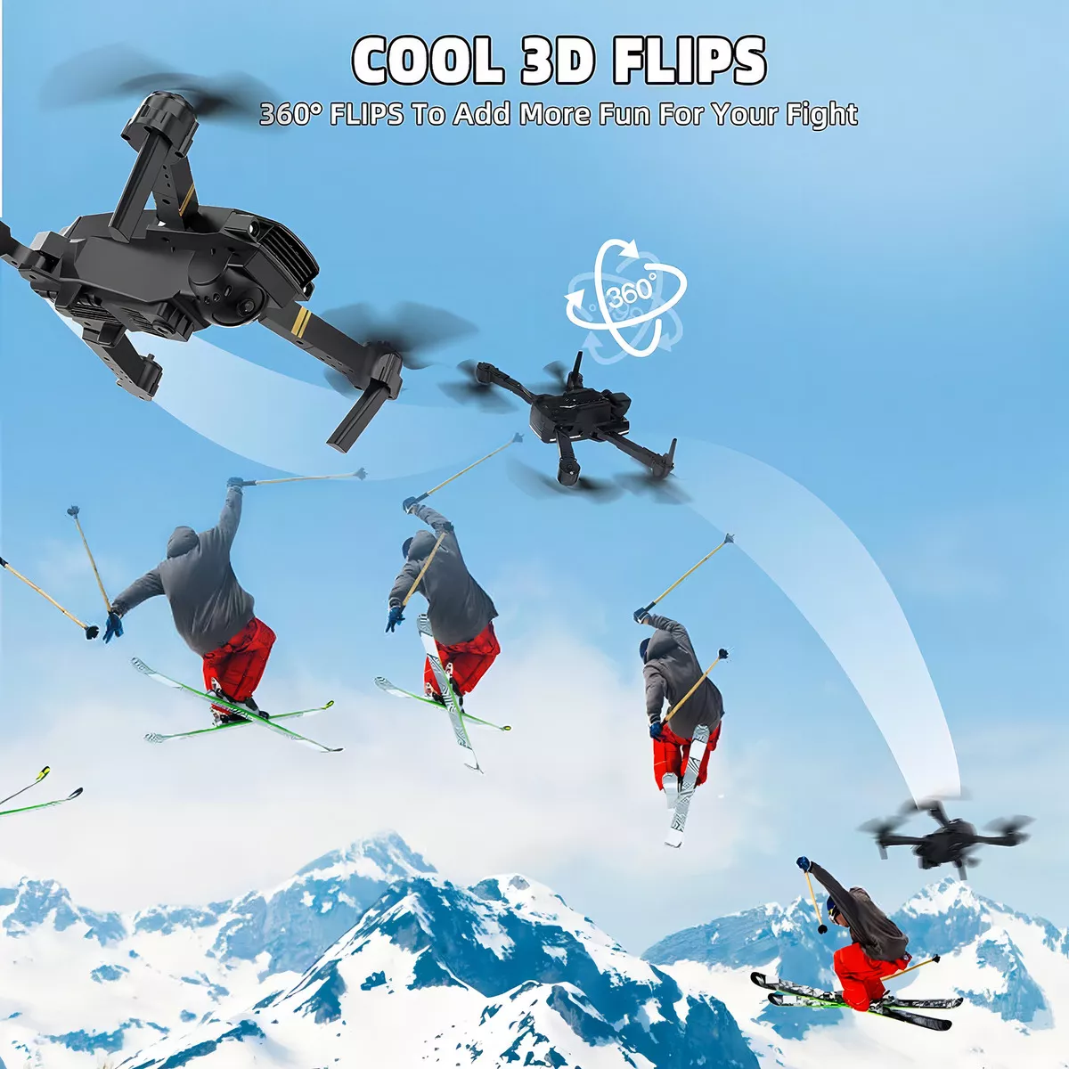 Mini drone Jazimerch 4k E58 Dual camera con dual cámara 4K negro 2.4GHz 3 baterías