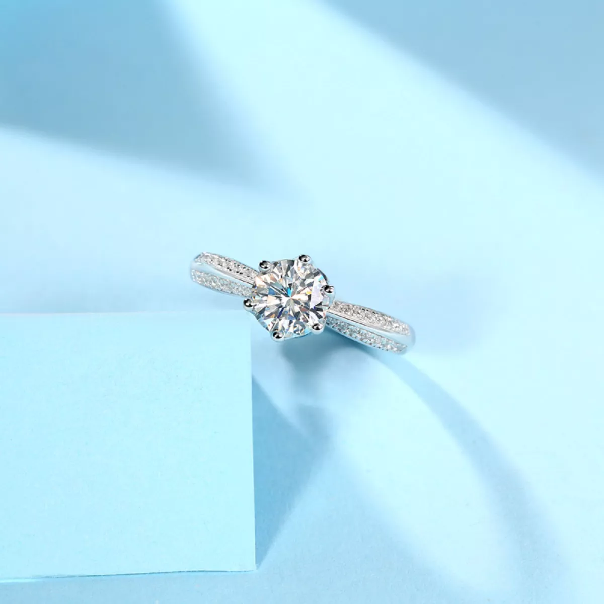 Anillo De Compromiso 925 Plata Mujer Moissanite Joyeria Fina