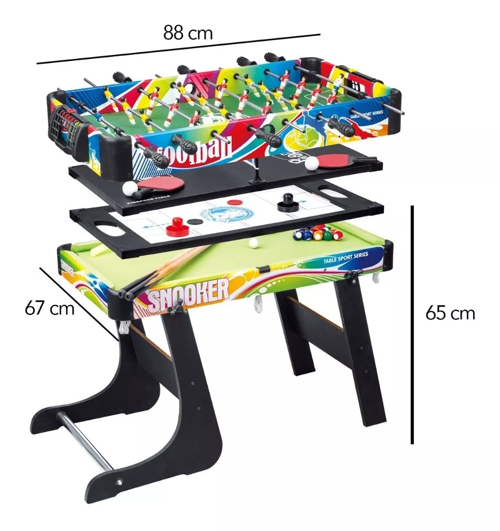 Mesa Multijuegos 4 En 1 Billar Futbolito Ping Pong Hockey