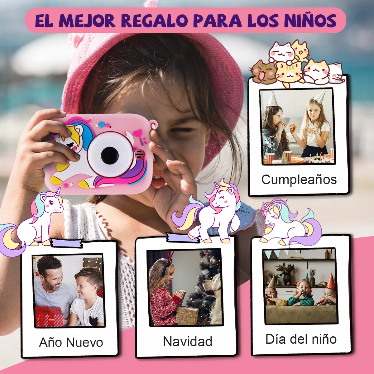 Cámara Digital Niños Video Y Fotos 1080p Doble Lente 9600w