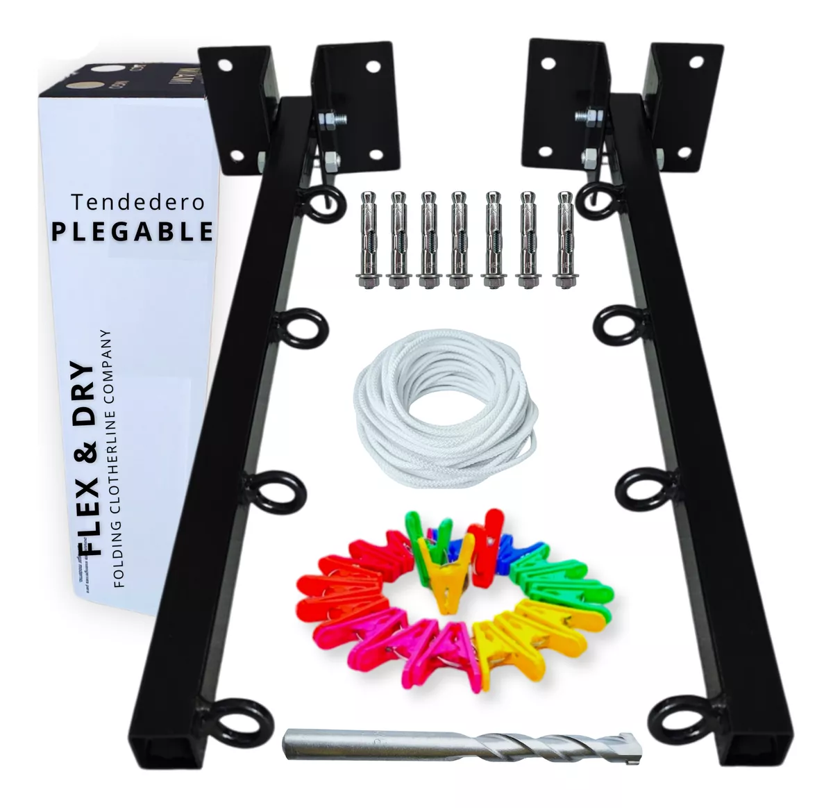 Tendedero Plegable Rectractil Abatible Ropa Exterior Metal