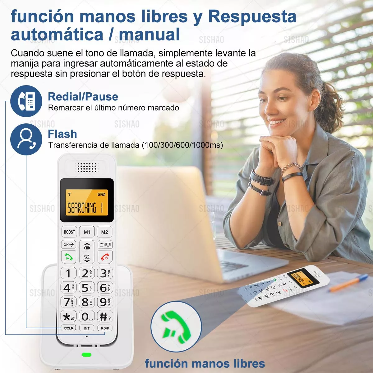 D1011 Teléfono Inalámbrico Con Lcd Y Amp Para Casa Oficina